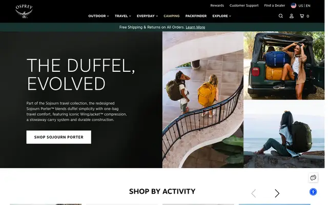 Osprey Outdoor Shopify homepage screenshot