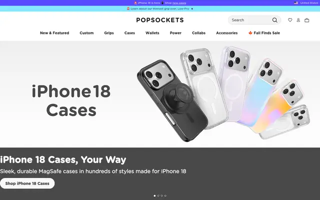 PopSockets Electronics Shopify homepage screenshot