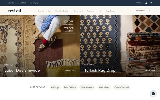 Revival Rugs Home Shopify homepage screenshot