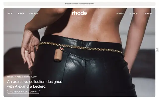 Rhode Beauty Shopify homepage screenshot