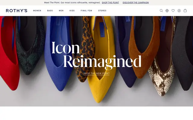 Rothy's Fashion Shopify homepage screenshot