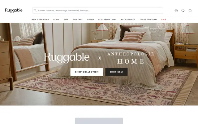 Ruggable Home Shopify homepage screenshot