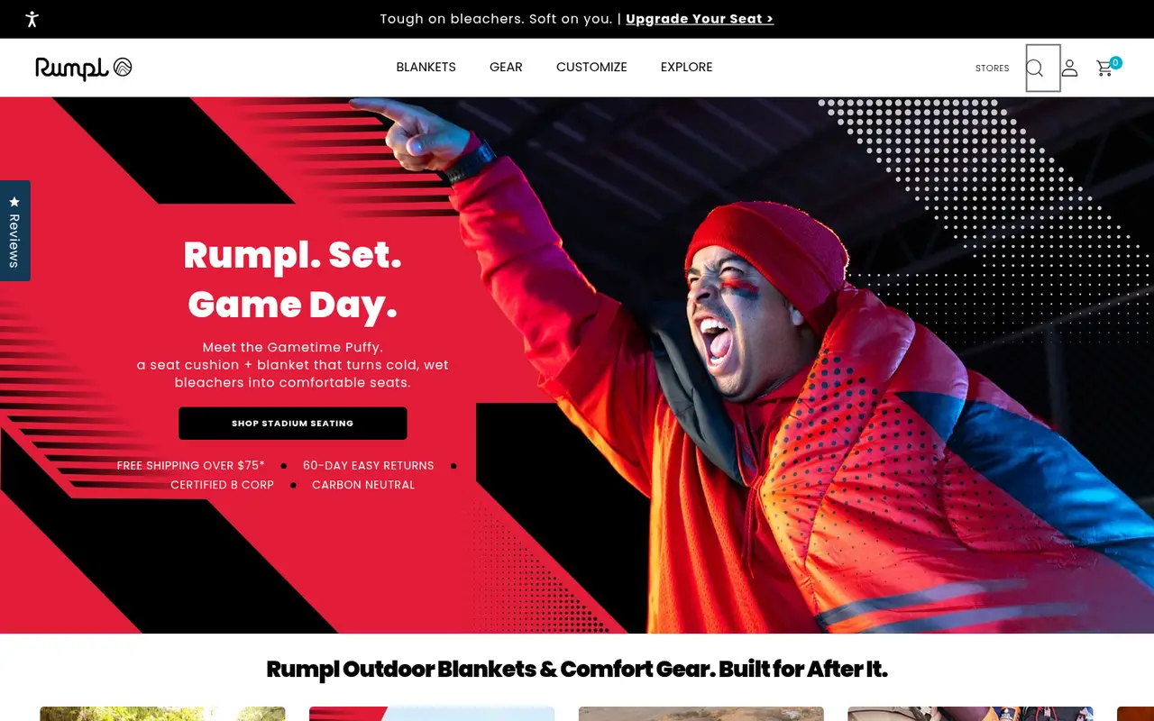 Rumpl Outdoor Shopify homepage screenshot