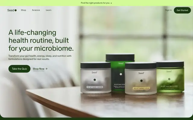 Seed Wellness Shopify homepage screenshot