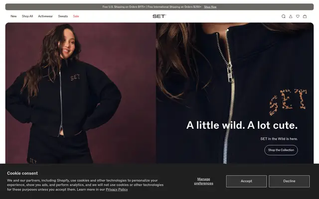 SET Active Fitness Shopify homepage screenshot