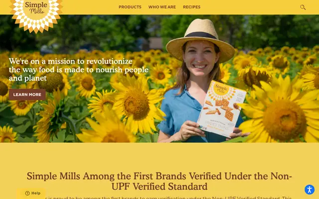 Simple Mills Food & Drink Shopify homepage screenshot