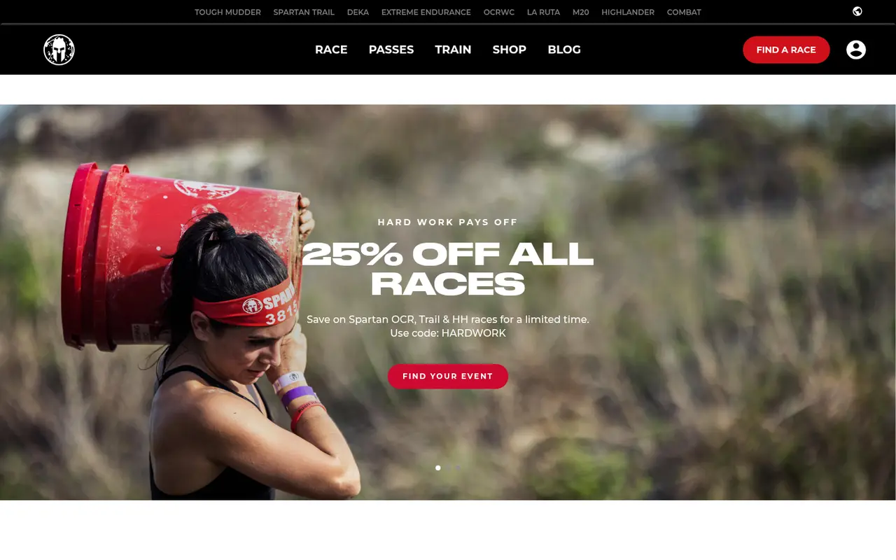 Spartan Race Fitness Shopify homepage screenshot