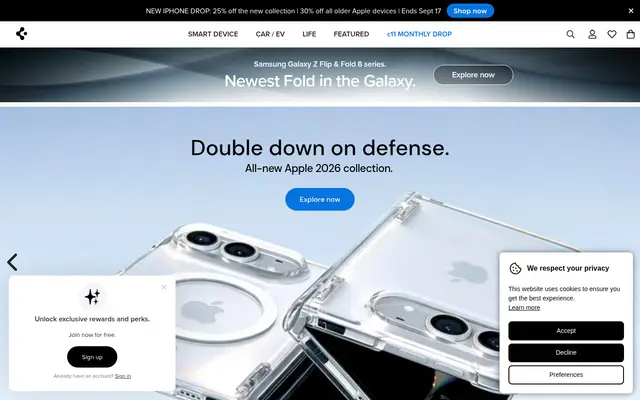 Spigen Electronics Shopify homepage screenshot