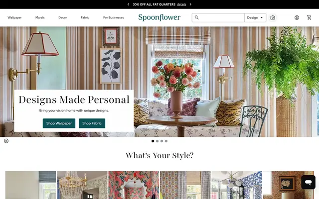 Spoonflower Art & Craft Shopify homepage screenshot