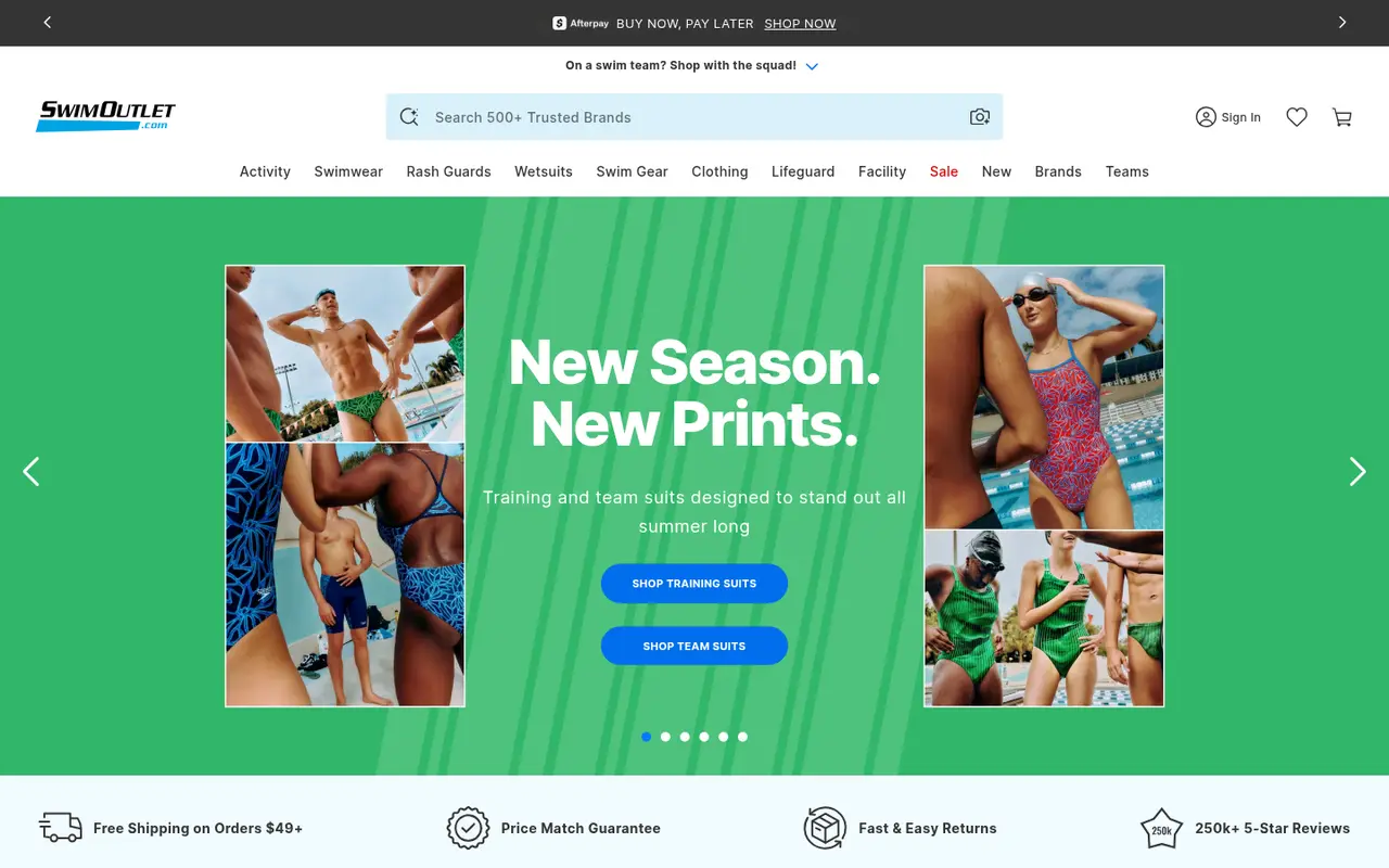 SwimOutlet Fitness Shopify homepage screenshot