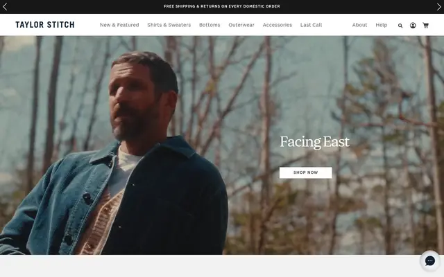 Taylor Stitch Fashion Shopify homepage screenshot