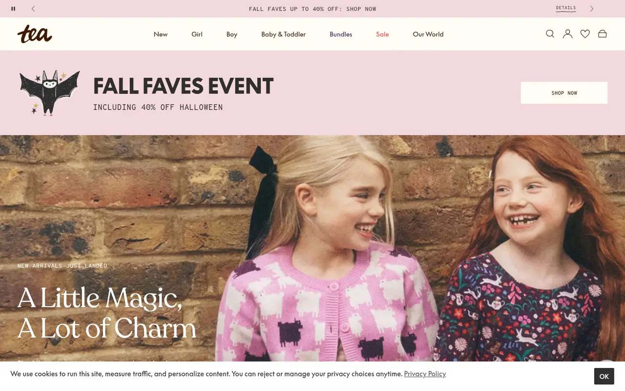 Tea Collection Kids Shopify homepage screenshot