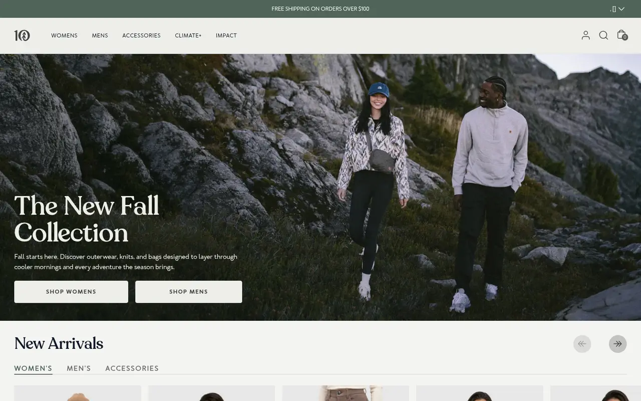 tentree Fashion Shopify homepage screenshot