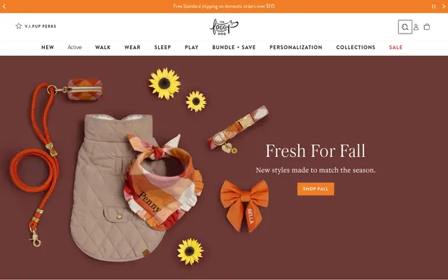 The Foggy Dog Pets Shopify homepage screenshot