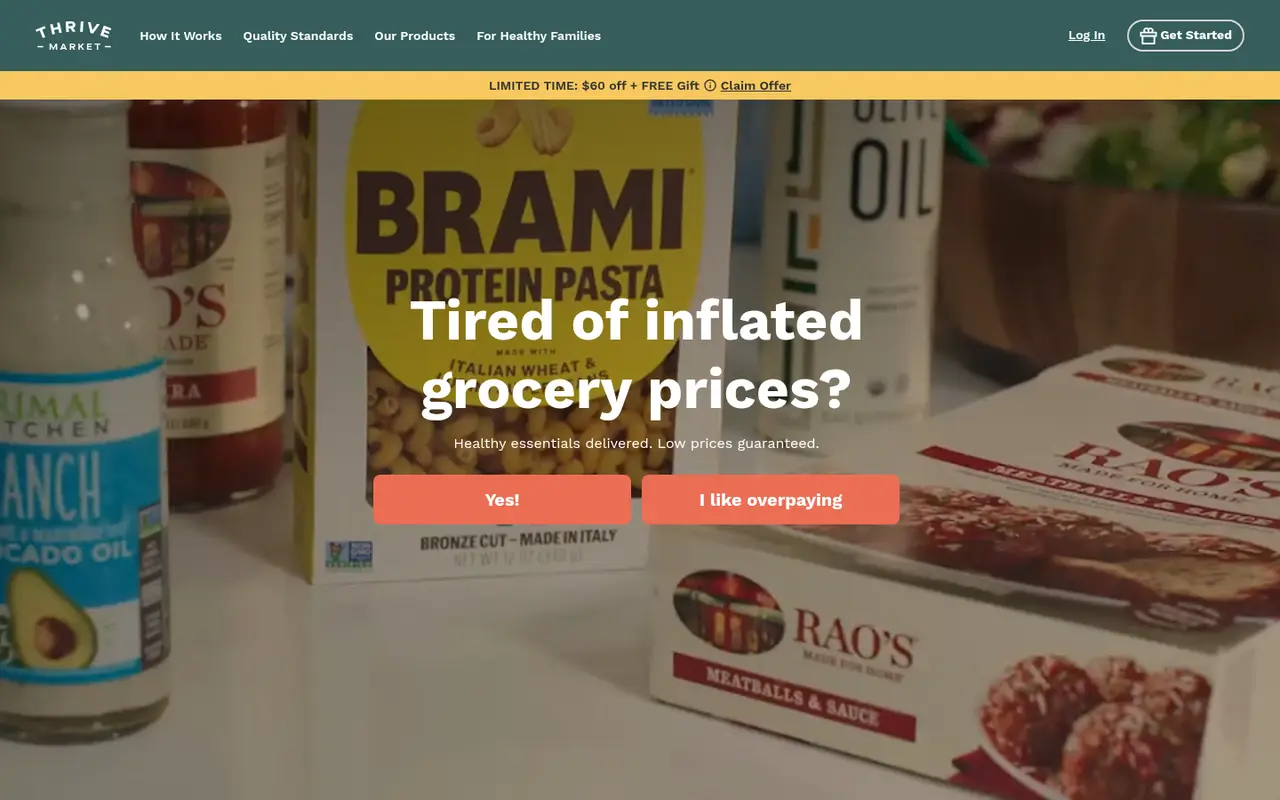 Thrive Market Food & Drink Shopify homepage screenshot