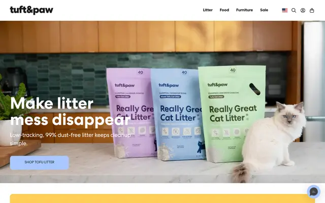 Tuft & Paw Pets Shopify homepage screenshot
