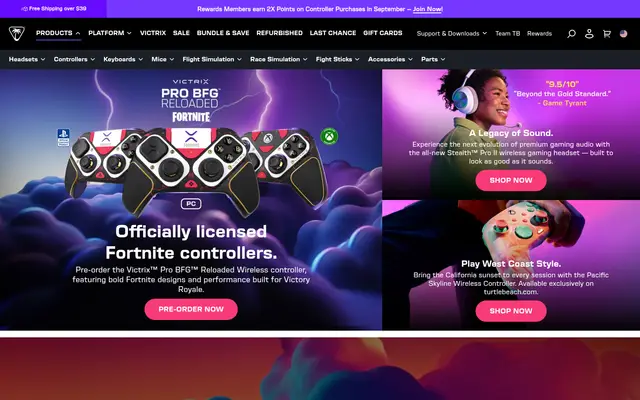 Turtle Beach Electronics Shopify homepage screenshot