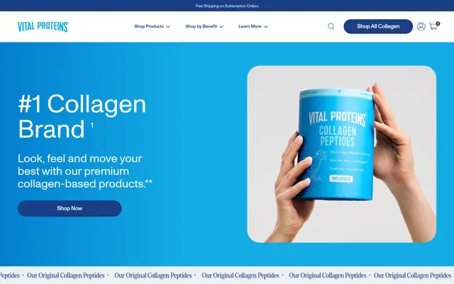 Vital Proteins Wellness Shopify homepage screenshot