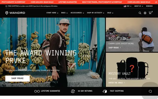 WANDRD Outdoor Shopify homepage screenshot