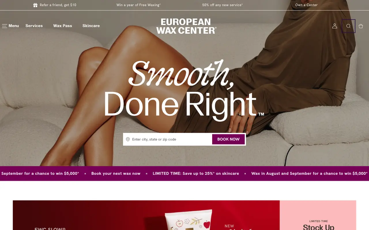 European Wax Center Beauty Shopify homepage screenshot
