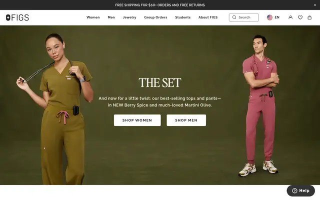 FIGS Fashion Shopify homepage screenshot
