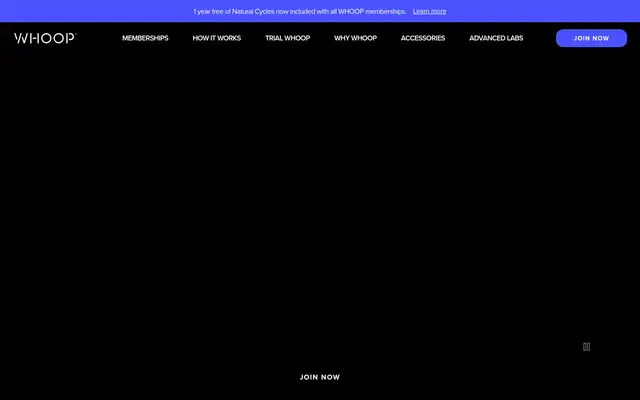 WHOOP Fitness Shopify homepage screenshot