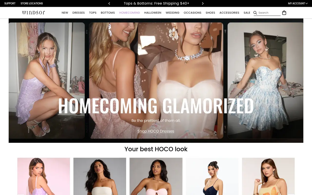 Windsor Fashion Shopify homepage screenshot