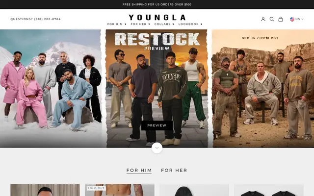 YoungLA Fitness Shopify homepage screenshot