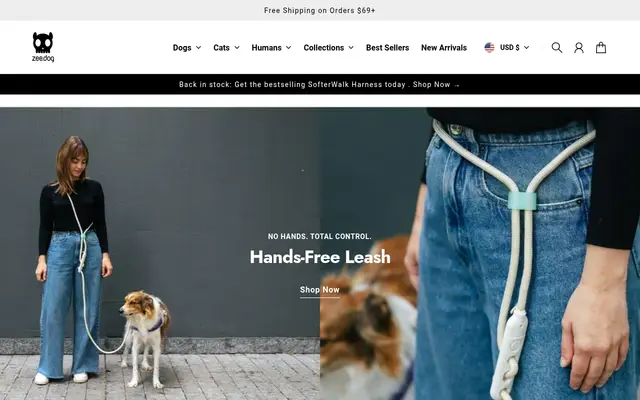 Zee.Dog Pets Shopify homepage screenshot